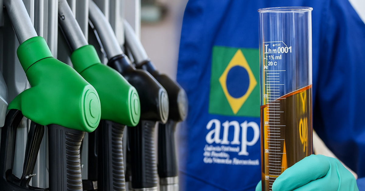 Carboroil_Biodiesel no Brasil fiscalização aumenta Bomba de combustível e agente da ANP com amostra de biodiesel em fiscalização no Brasil